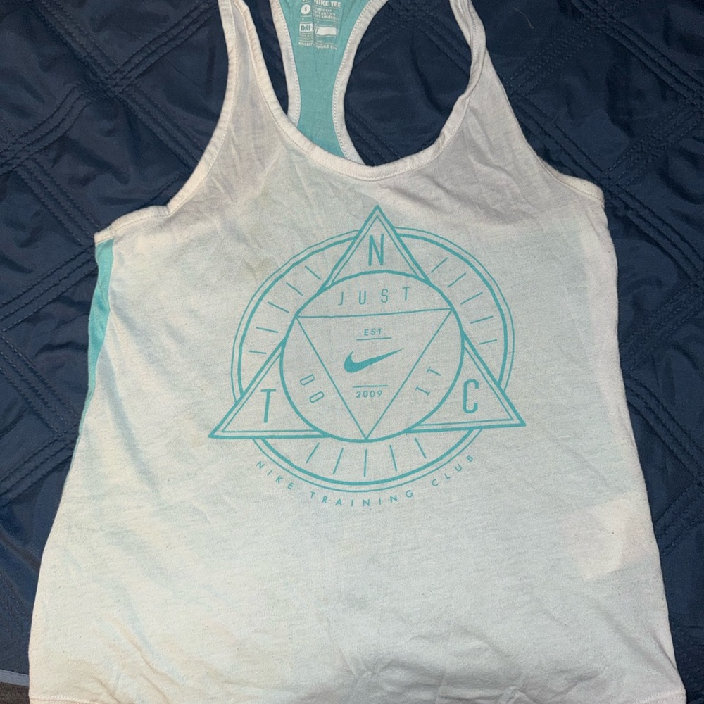 Nike Women's White and Teal Tank Top